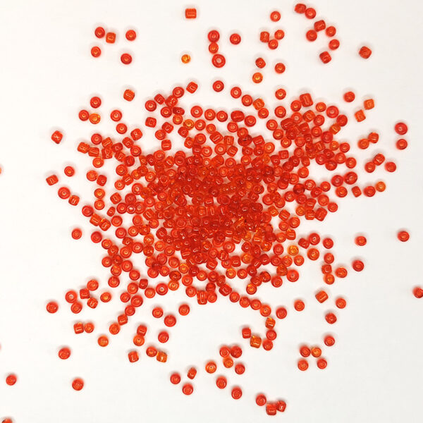 transparent glass beads red